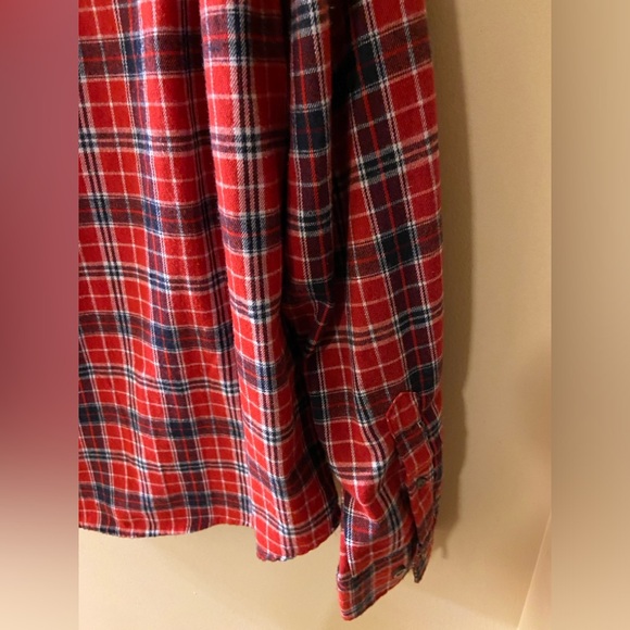 Street Legal red & black & navy plaid flannel button-down shirt size large - Picture 7 of 8